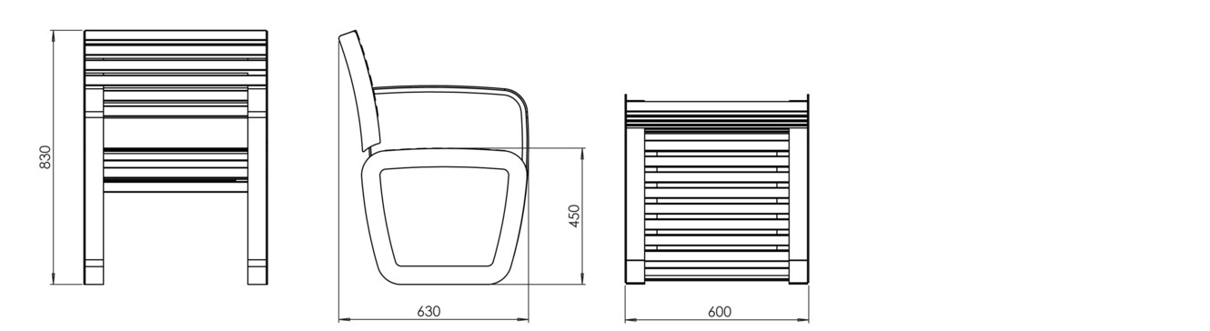 Fulco System Fotel z podłokietnikami TRAPO LTR017.02 Wymiary