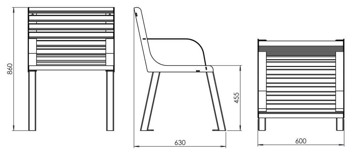 Fulco System Fotel z podłokietnikami VITA LVI193.05.a Wymiary