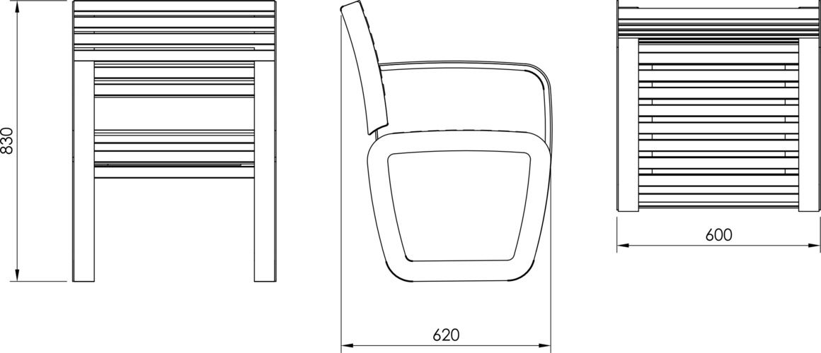 Fulco System Fotel z podłokietnikami TRAPO LTR017.02 Wymiary